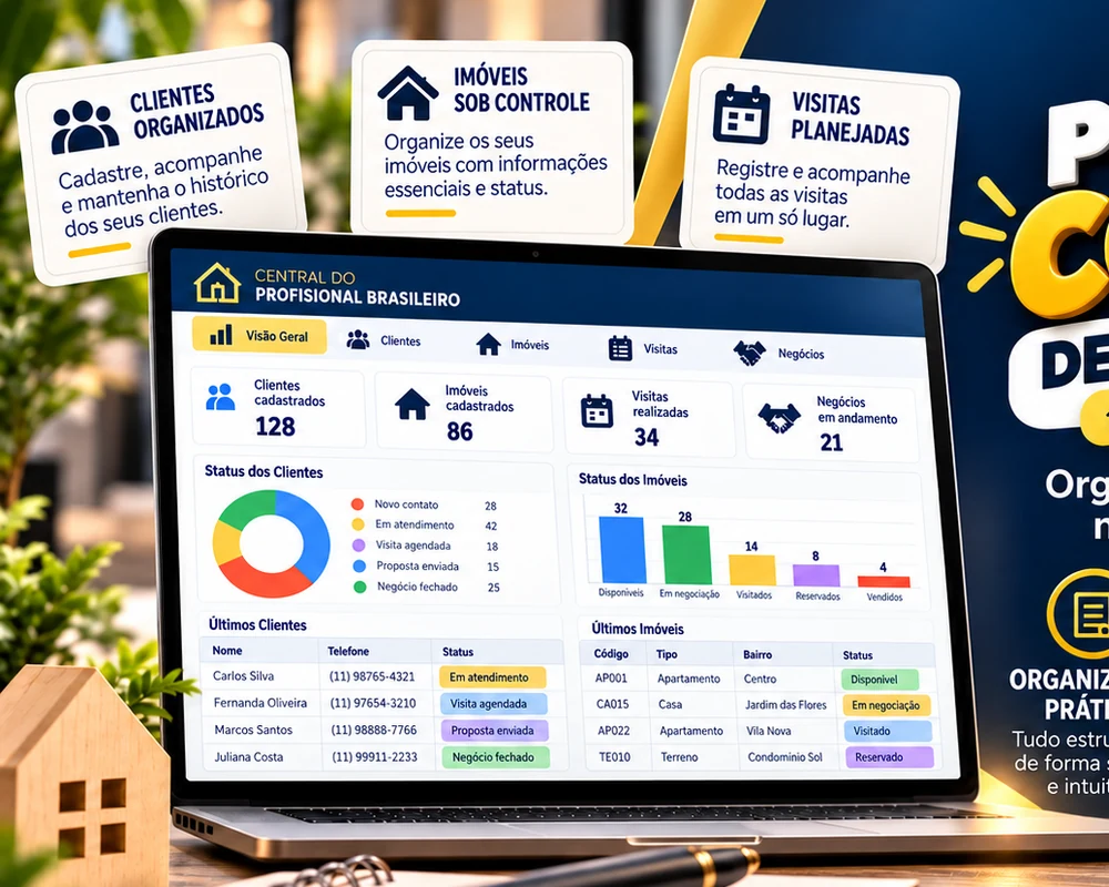 Amostra da Planilha de Controle de Clientes e Imóveis
